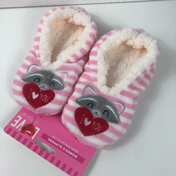 walgreens Shoes - Women’s Grib Slippers Raccoon I love you